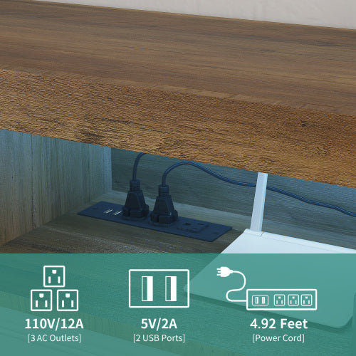 Brown LED Floating TV Stand