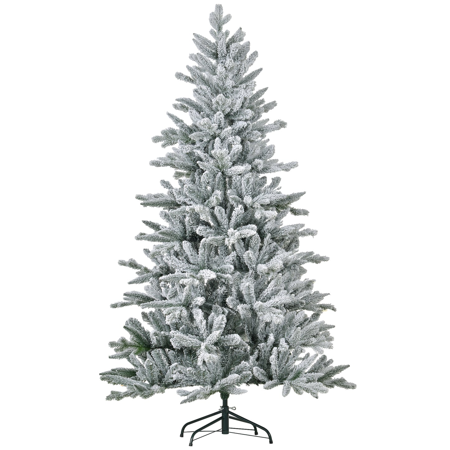 HOMCOM 1,80 m künstlicher Weihnachtsbaum mit Schneebeschichtung und 994 Zweigen, klappbarem Metallständer, einfacher Montage, gefalteter Weihnachtsbaum für Zuhause, Büro, Feiertage, Grün