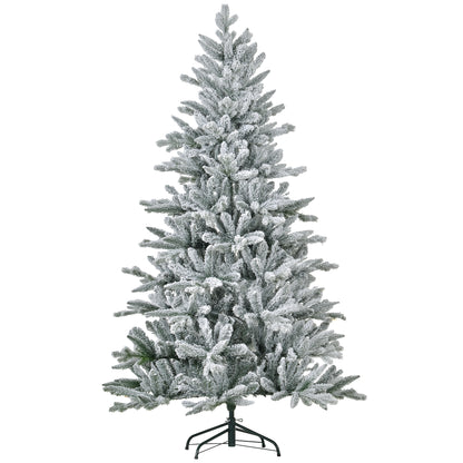 HOMCOM 1,80 m künstlicher Weihnachtsbaum mit Schneebeschichtung und 994 Zweigen, klappbarem Metallständer, einfacher Montage, gefalteter Weihnachtsbaum für Zuhause, Büro, Feiertage, Grün