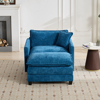 Cloud-Sofa Einzelsitz Armlehnen nicht enthalten, modernes Ecksofa, für Wohnzimmer, Schlafzimmer und Wohnung, bequeme zweischichtige gepolsterte Sitzkissen, atmungsaktiver Chenille-Stoff, Blau