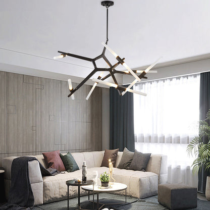 Moderne unregelmäßige Wohnzimmer Minimalistisches Esszimmer Kronleuchter