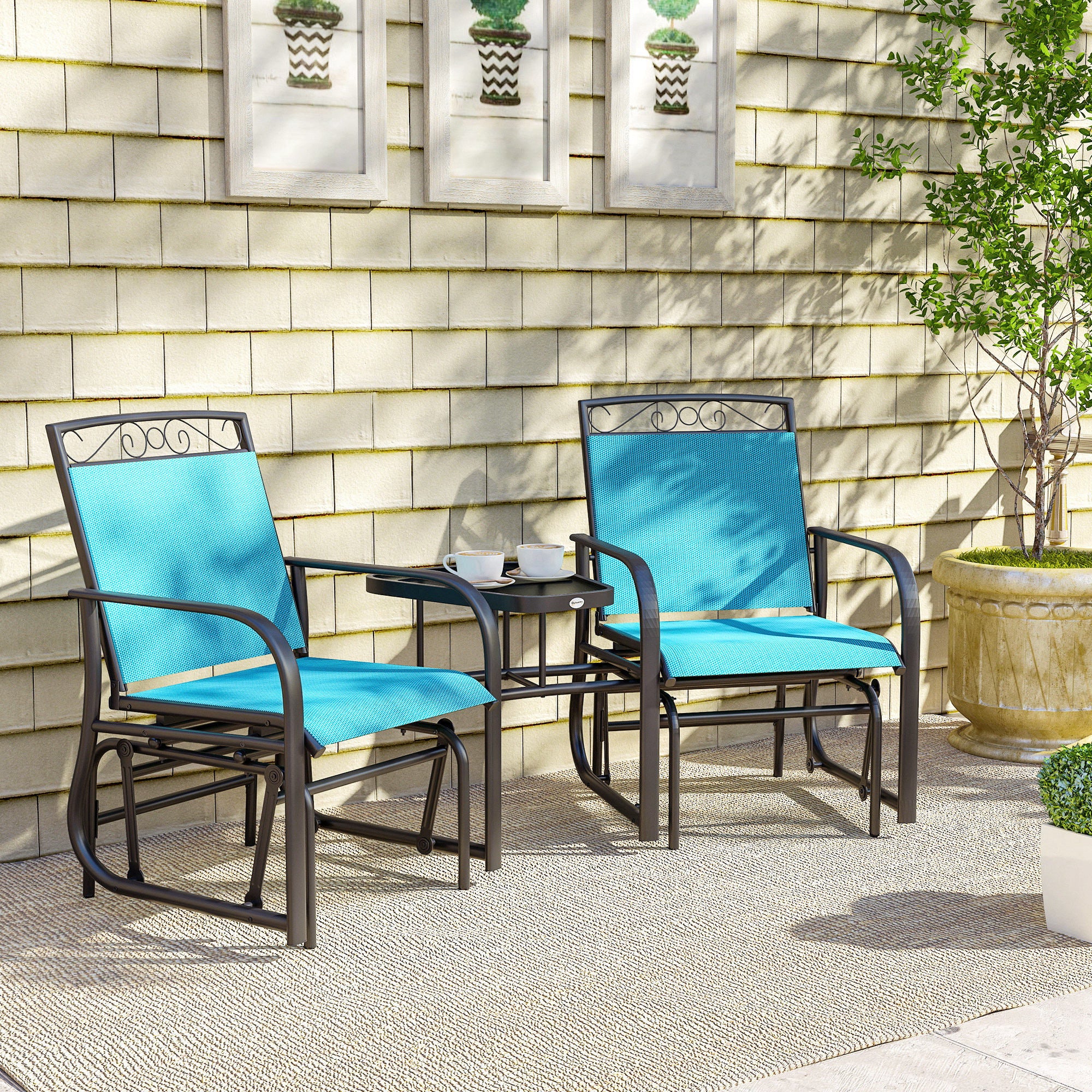 Steel Patio Glider Set