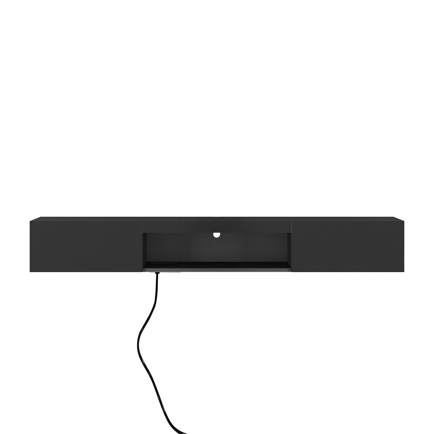 Schwebender TV-Ständer Wandmontiert mit 16-farbigen LEDs Moderner TV-Ständer, Schwebender TV-Schrank Entertainment-Center für 55 60 65 Zoll TV, Schwarz