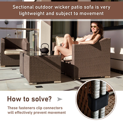 Möbelklammern, Verbindungsstücke für Außensofas, Korbmöbel-/Stuhl-Klemmen für ein modulares Terrassen-Sofa, Set mit 10 Stück
