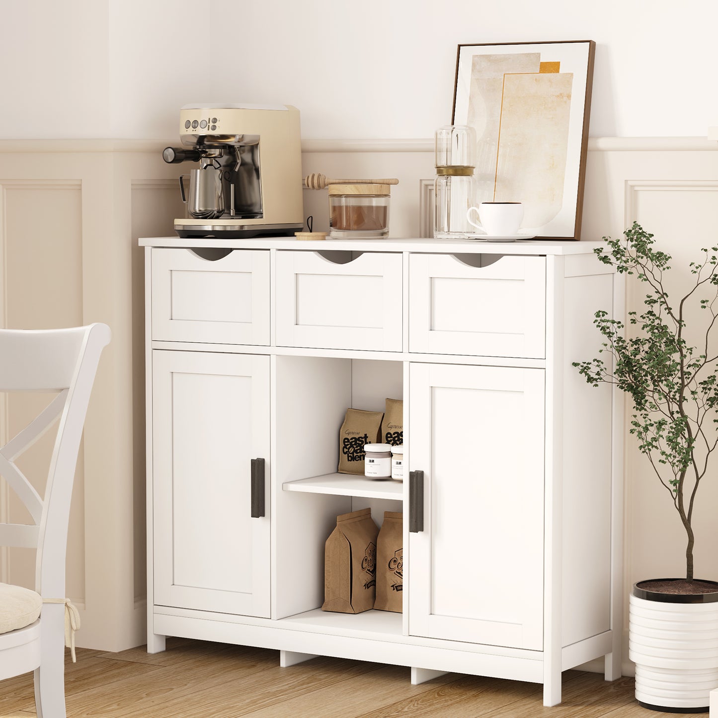 Schränke mit Schubladen und Regalen, Wohnzimmer, Schlafzimmer, Badezimmer Dekor-Schränke Möbel Heimdekoration - Weiß
