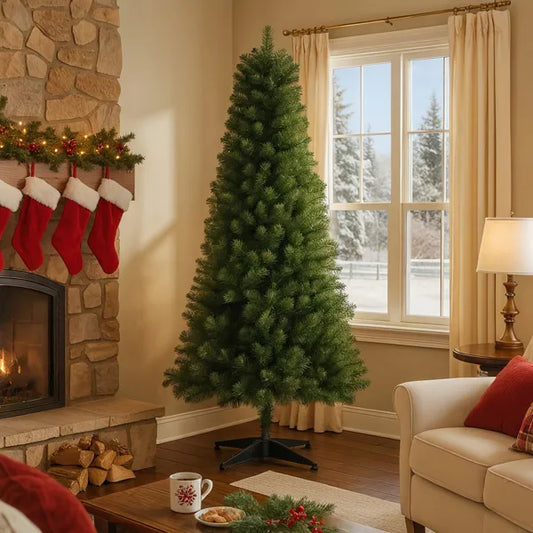 6FT unbeleuchteter künstlicher Weihnachtsbaum mit 490 Spitzen, PVC-Vollzweigen, klassischer grüner Feiertagsbaum mit 4-Bein-Plastikständer für die Innenraum-Dekoration des Hauses – Abholung vor Ort wird nicht unterstützt.