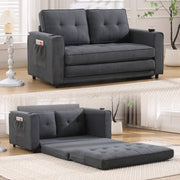 Gray Upholstered Futon Sofa
