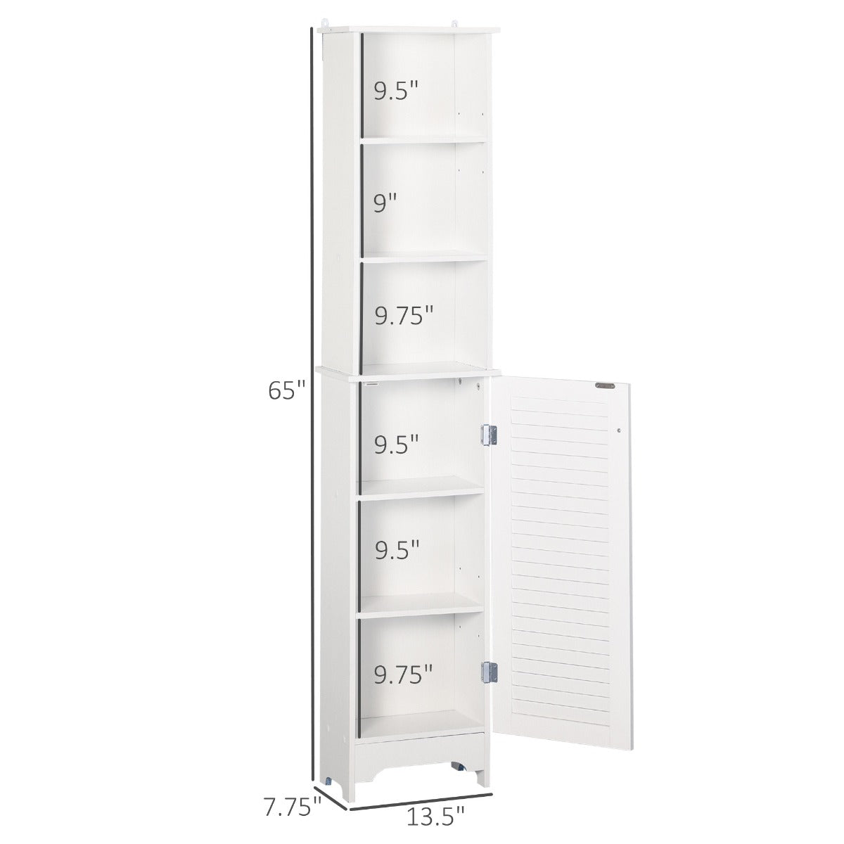 Hohes Badezimmerschrank/Freistehender Turm mit 3-stufigem offenem verstellbarem Regal und Schrank
