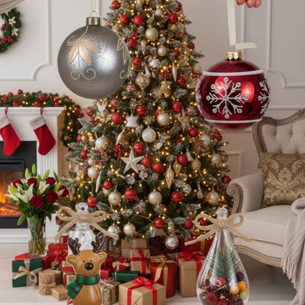 4-teiliges 4,7-Zoll Weihnachtskugel-Ornamente, Glas-Hänge-Dekorationen für Weihnachtsbaum und Partdekoration, FBA-Versand, Verkauf auf der Temu-Plattform verboten