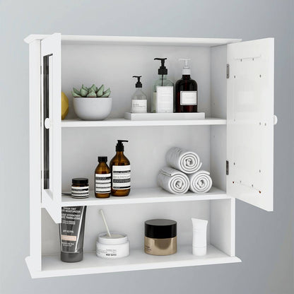 Badezimmerschrank mit Doppelspiegeltüren und Regalen