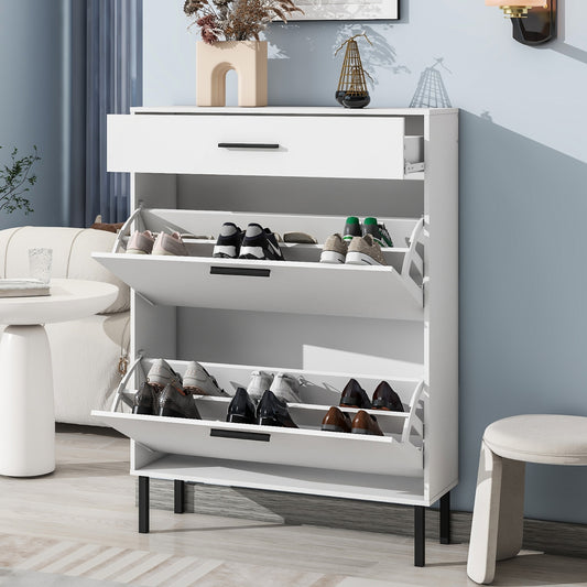 Moderner Schuhschrank mit Schubladen und Metallbeinen, freistehender Stauraumorganizer