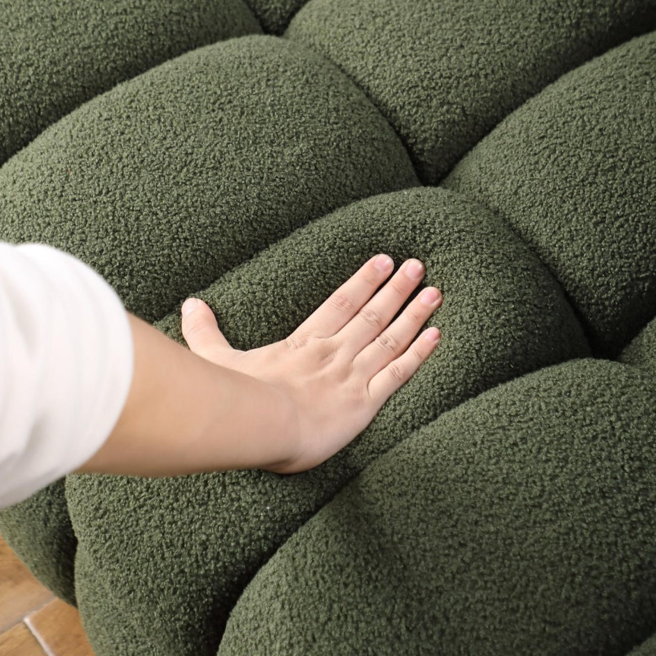Olive Boucle 3-Seater Sofa