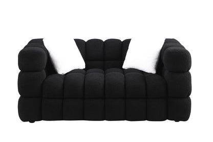62,2 Länge, 35,83 Zoll Tiefe, menschliche Körperstruktur für US-Amerikaner, Marshmallow-Sofa, Bouclé-Sofa, SCHWARZ Farbe, 2-Sitzer