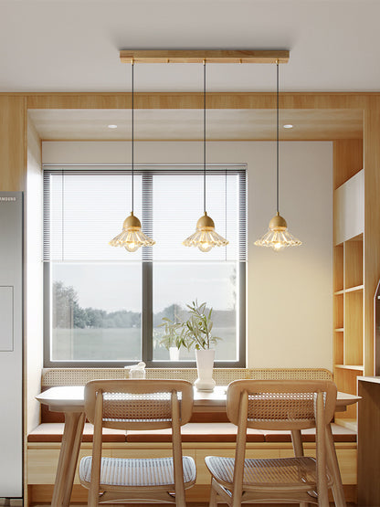 Massivholz-Glas-Dreiköpfiges Restaurant-Nordisch-Modernes-Minimalistisches Kronleuchter