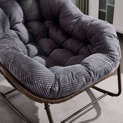 Outdoor-Rattan-Schaukelstuhl, Gepolsterter Kissen-Schaukelstuhl für Terrasse, Wohnzimmer, Patio, Garten, Grau - Verkauf auf Temu verboten