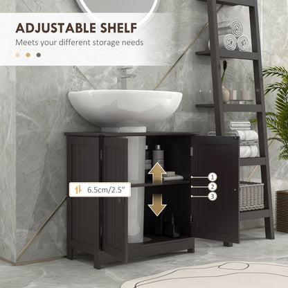 Badezimmer-Waschbeckenunterschrank, Unterschrank für das Badezimmer mit 2 Türen und einstellbarem Regal, Kaffee
