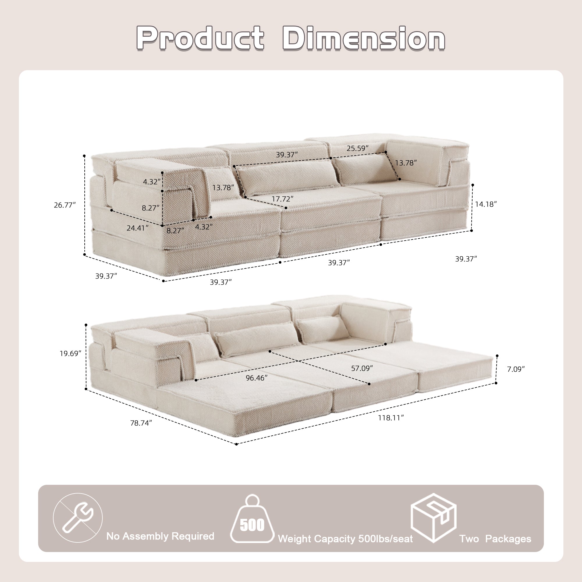 White Modular Sofa Pillows