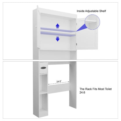 Über-Die-Toilette-Speicherschrank mit 2 Türen, platzsparender Toilettenständer für Zuhause, im Landhausstil für Badezimmer, Toilette, Wäscheraum