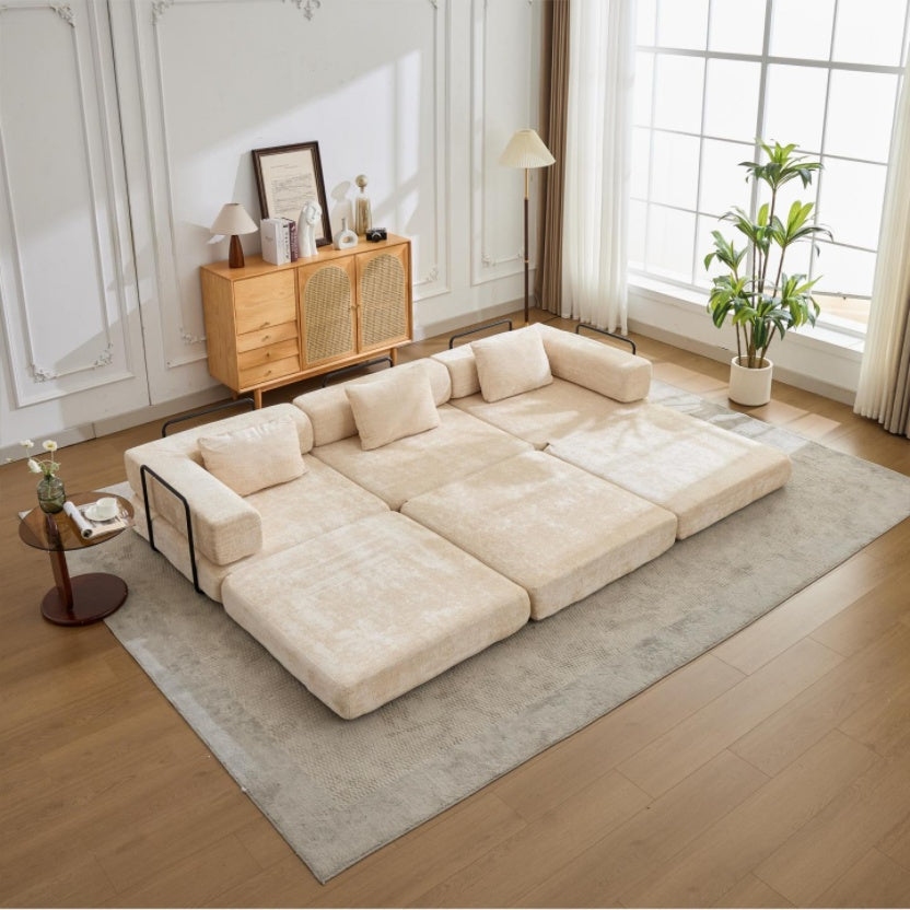 Beige Chenille Sofa Bed