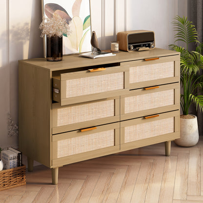 6-Schubladen-Rattan-Kommode Rattan-Schublade, Schlafzimmer, Wohnzimmer