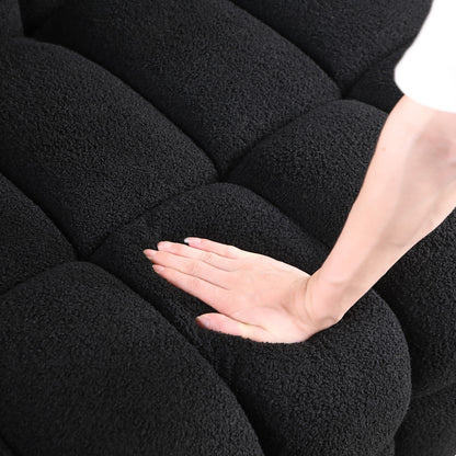 62,2 Länge, 35,83 Zoll Tiefe, menschliche Körperstruktur für US-Amerikaner, Marshmallow-Sofa, Bouclé-Sofa, SCHWARZ Farbe, 2-Sitzer
