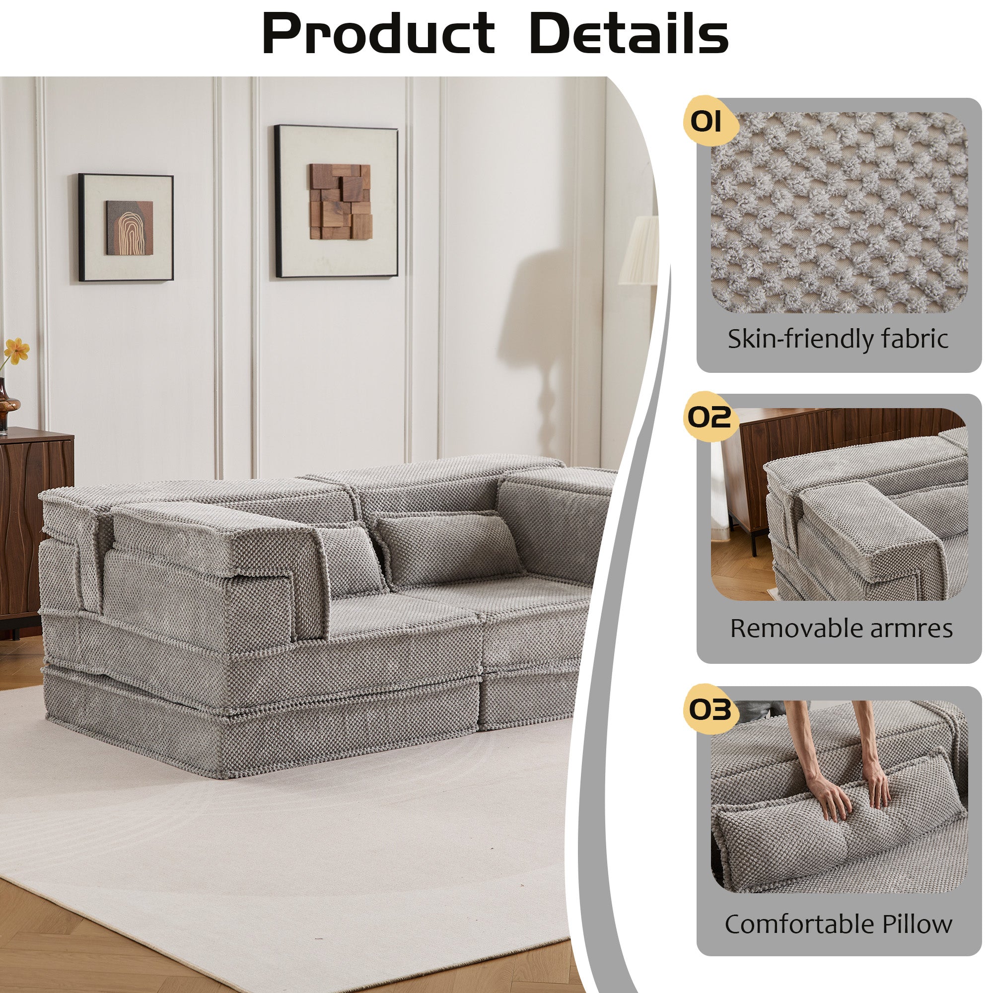 Light Grey Modular Loveseat
