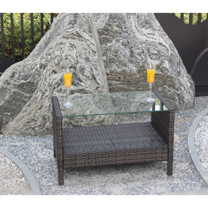 Außenterrassen-Möbel Couchtisch mit klarem Temperglas