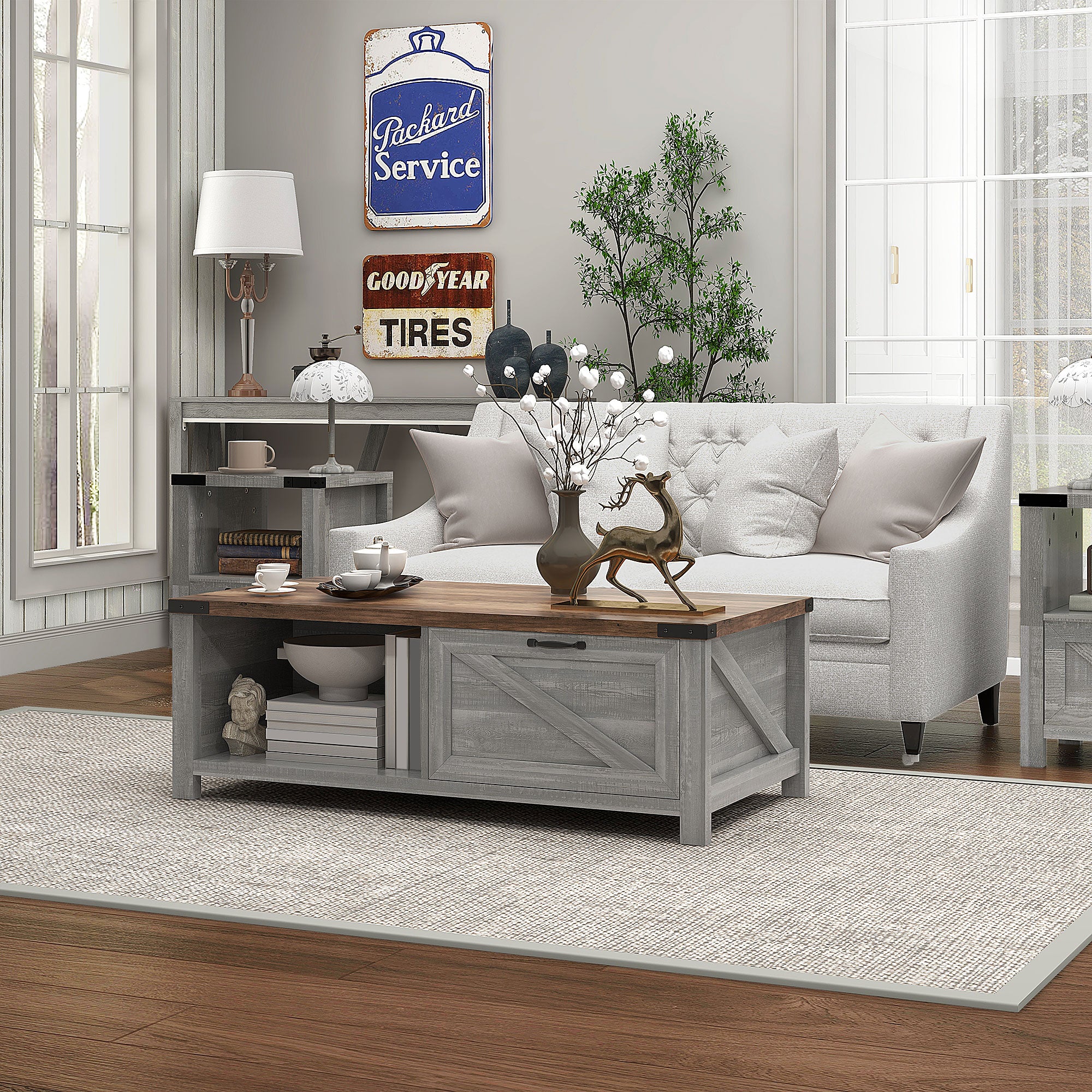 Rustic Wood Drawer Table