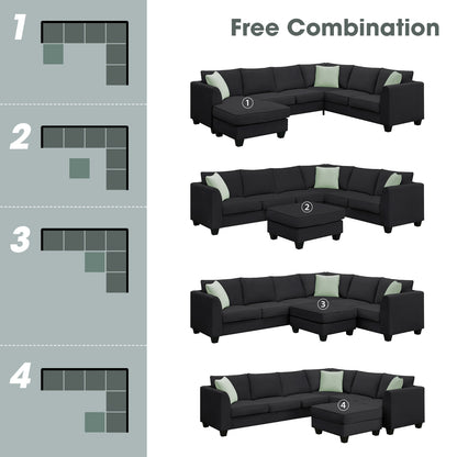 112 87 Sektionale Sofas, 7-Sitzer modulare Wohnzimmer-Sets