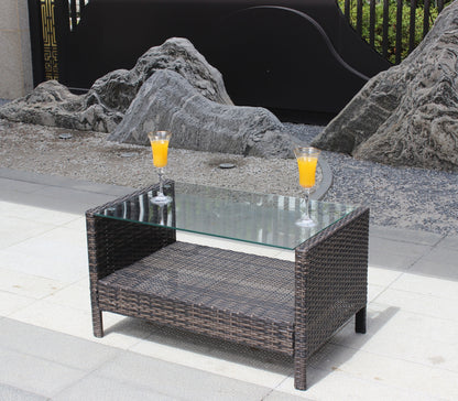 Außenterrassenmöbel Couchtisch mit klarem Temperglas