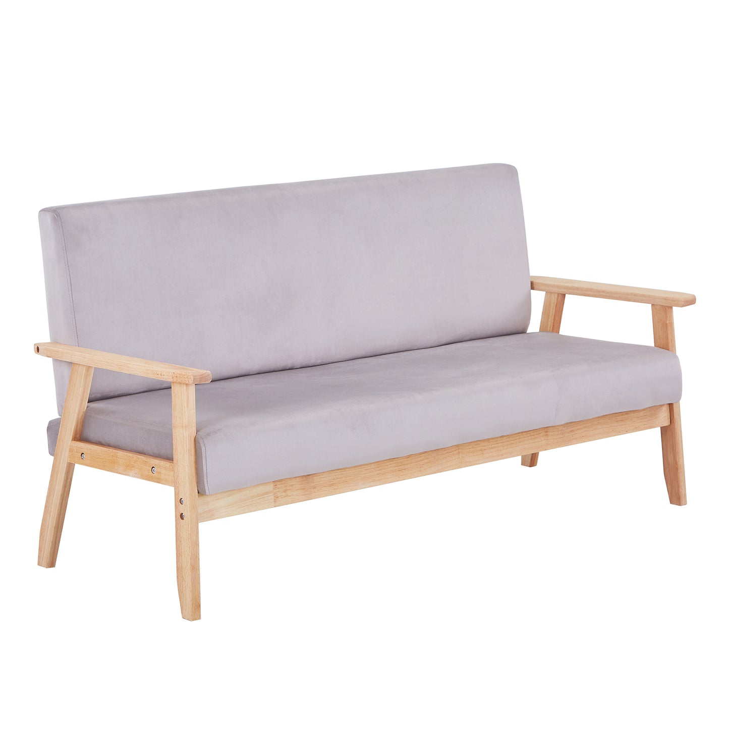 Modern Velvet Loveseat Sofa With Wooden Arms Office Couch 2-3 Seat