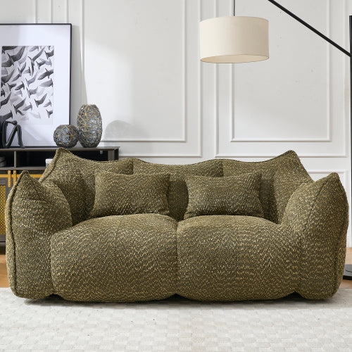 Komprimierter Plüsch-Sitzsack-Sofa-Couch – Mit Hochresilienz-Schaum gefüllt, ultraleichtes Bouclé-Lounge-Sessel für eine oder zwei Personen, gemütliche Sitzgelegenheit im Wohnzimmer zum Lesen, Spielen und Entspannen, platzsparend vakuumverpackt
