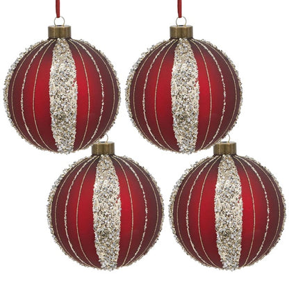 4-teiliges Set aus 4,7-Zoll-Weihnachtskugeln aus Glas, festliche Baumschmuck-Dekorationen, Dekorationsbedarf für Partys, Versand durch FBA, Verkauf auf der Temu-Plattform verboten
