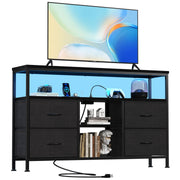 Black LED Drawer TV Stand