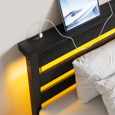 Einzelbett-LED-Plattform-Bettgestell mit USB-Ladestation