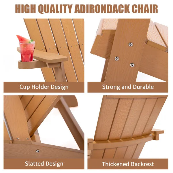 TALE Adirondack-Sessel Gartenmöbel für den Außenbereich Lackierte Sitzmöglichkeit mit Getränkehalter Allwetter- und verblüfungsbeständiges Kunststoffholz für Rasen und Terrasse