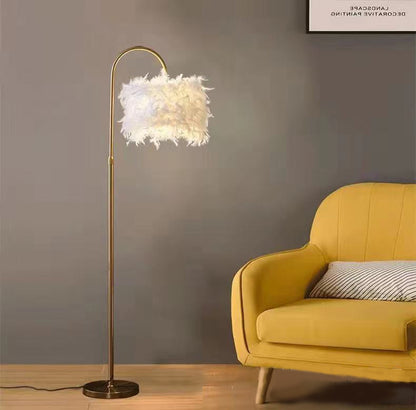 LED-Weiße Feder-Gold Dekorative Gebogene Stehlampe