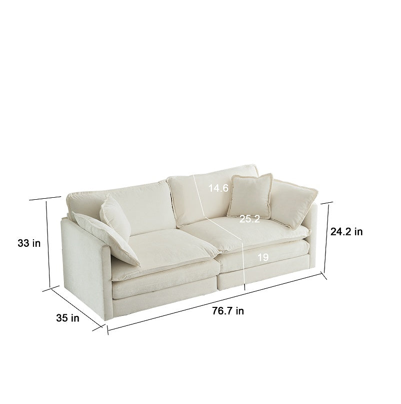 Moderne Stoff-Doppelsofa mit 4 Kissen