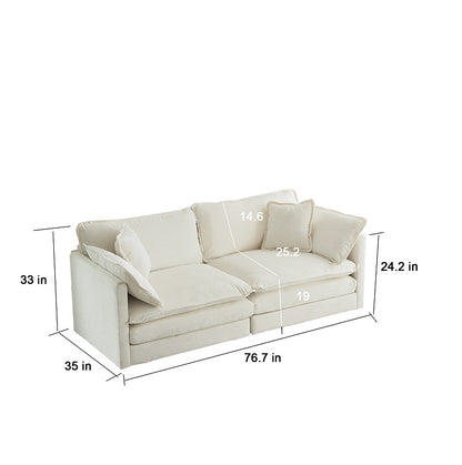 Moderne Stoff-Doppelsofa mit 4 Kissen