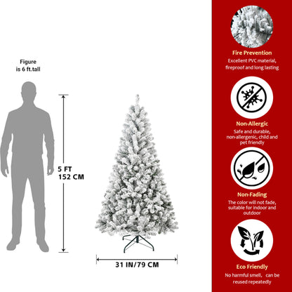 4FT Geflockter Weihnachtsbaum – Schneebedeckter PVC-Künstlicher Feiertagsbaum mit 233 Spitzen, Kompakte Volle Form, Robuster Metallständer, Weihnachtsbaum zur Dekoration von Zuhause, Büro oder Wohnung