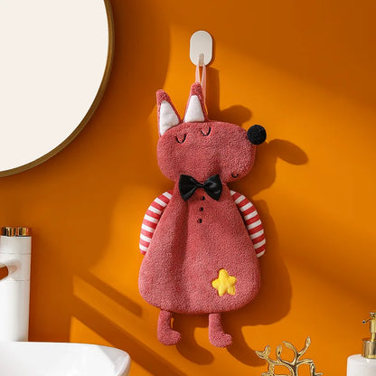 Decorbites™ Kinder Korallen-Samtkissen Hängendes Handtuch: Weiches, hautfreundliches Küchen- & Badehandtuch