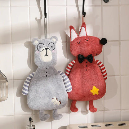 Decorbites™ Kinder Korallen-Samtkissen Hängendes Handtuch: Weiches, hautfreundliches Küchen- & Badehandtuch
