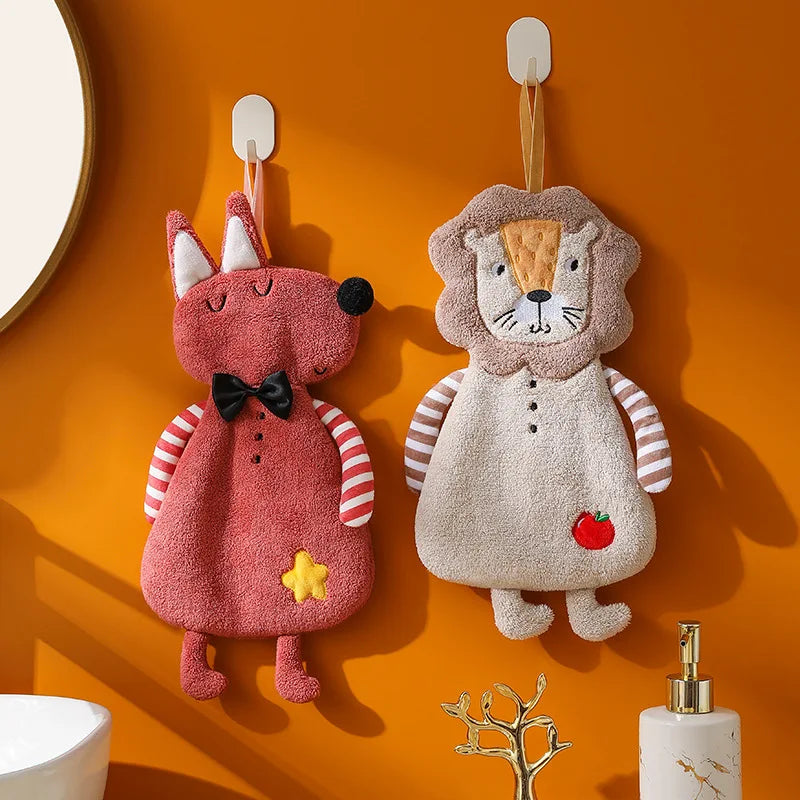 Decorbites™ Kinder Korallen-Samtkissen Hängendes Handtuch: Weiches, hautfreundliches Küchen- & Badehandtuch