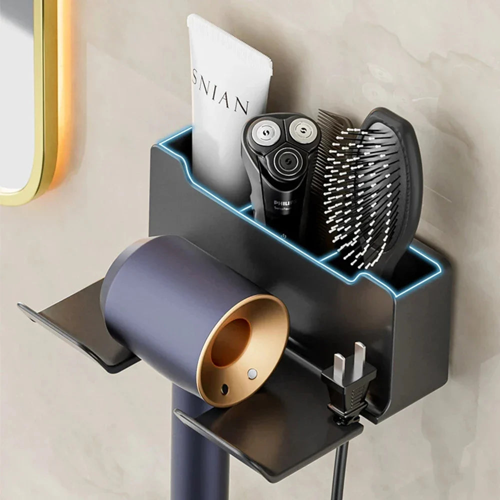 DecorBites™ Hair Dryer Holder and Bathroom Shelves with Storage Box