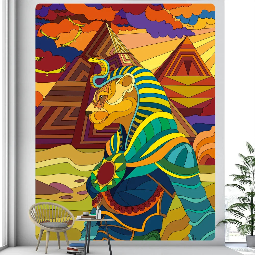 Decorbites™ Ägyptische Psychedelische Wandfriese Wandbehang Hippie Boho Tarot-Dekoration