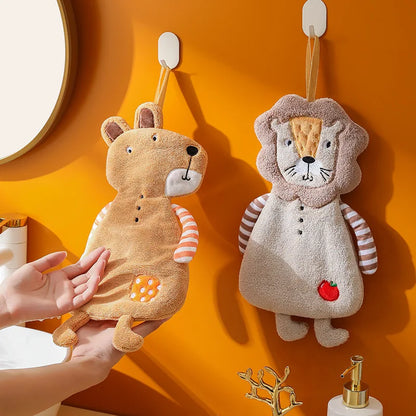 Decorbites™ Kinder Korallen-Samtkissen Hängendes Handtuch: Weiches, hautfreundliches Küchen- & Badehandtuch