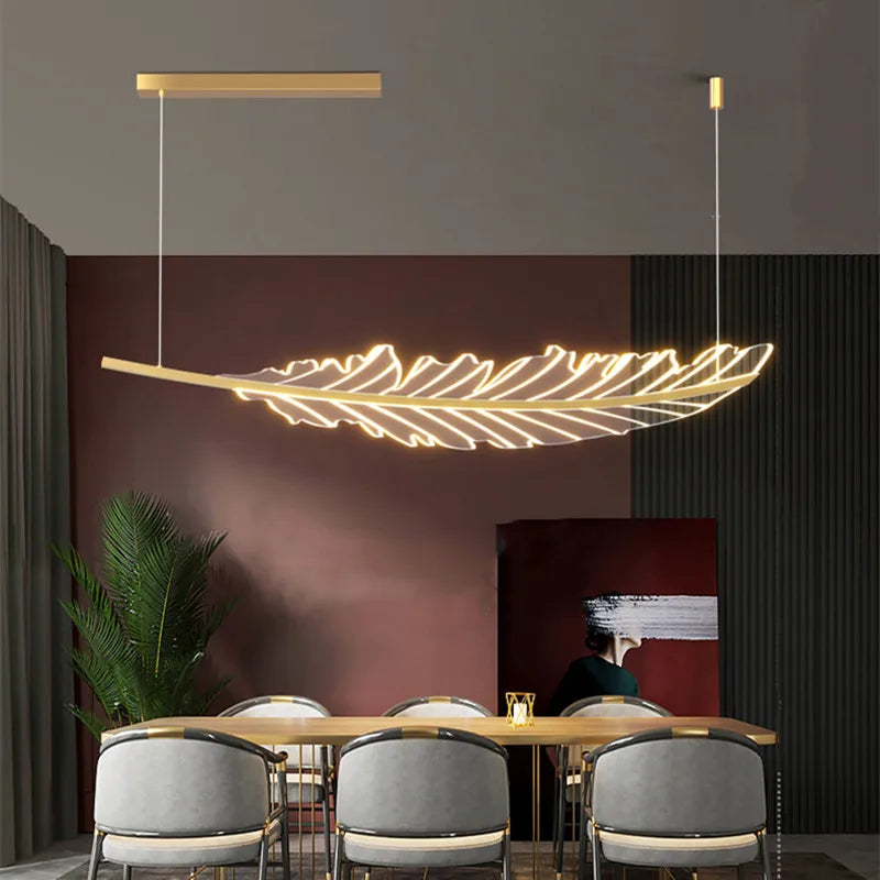Decorbites™ Blatt-Lüster: Goldener nordischer LED-Esszimmerleuchter