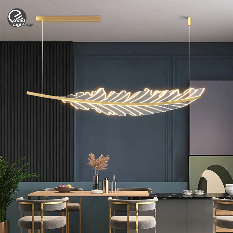 Decorbites™ Blatt-Lüster: Goldener nordischer LED-Esszimmerleuchter