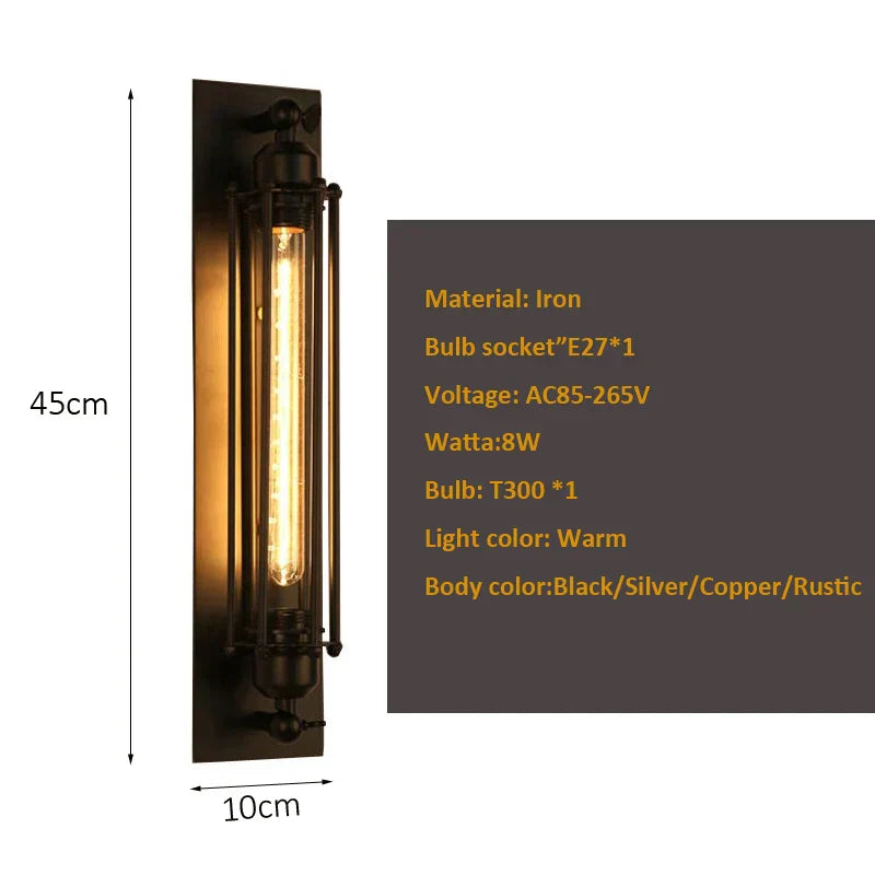 DecorBites™ Industrial Wall Lamp: Black/Silver/Copper 8W LED Bedroom Cafe Sconce
