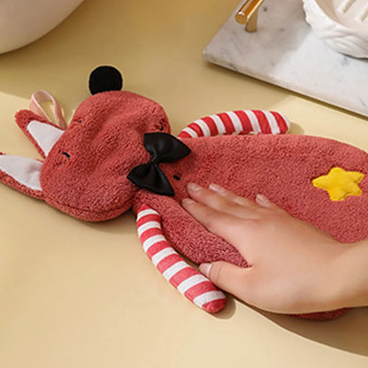 Decorbites™ Kinder Korallen-Samtkissen Hängendes Handtuch: Weiches, hautfreundliches Küchen- & Badehandtuch
